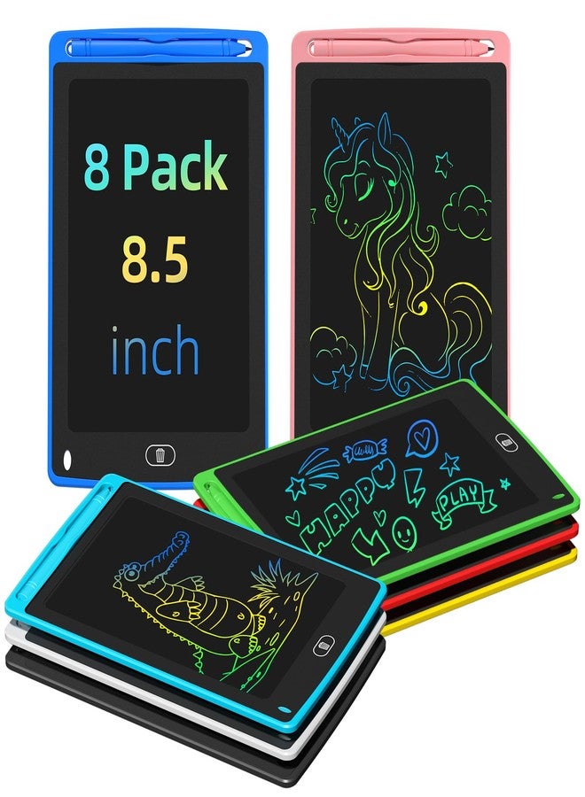 لوحة الكتابة TQU LCD للأطفال، لوحة رسم ملونة مقاس 8.5 بوصة، ألعاب تعليمية وهدايا عيد ميلاد للأطفال من سن 3 إلى 8 سنوات (عبوة من 8 قطع) - Image 1